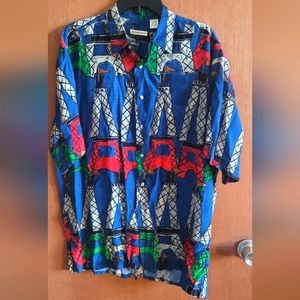 Burma Bibas Eiffel tower buttons shirt size L